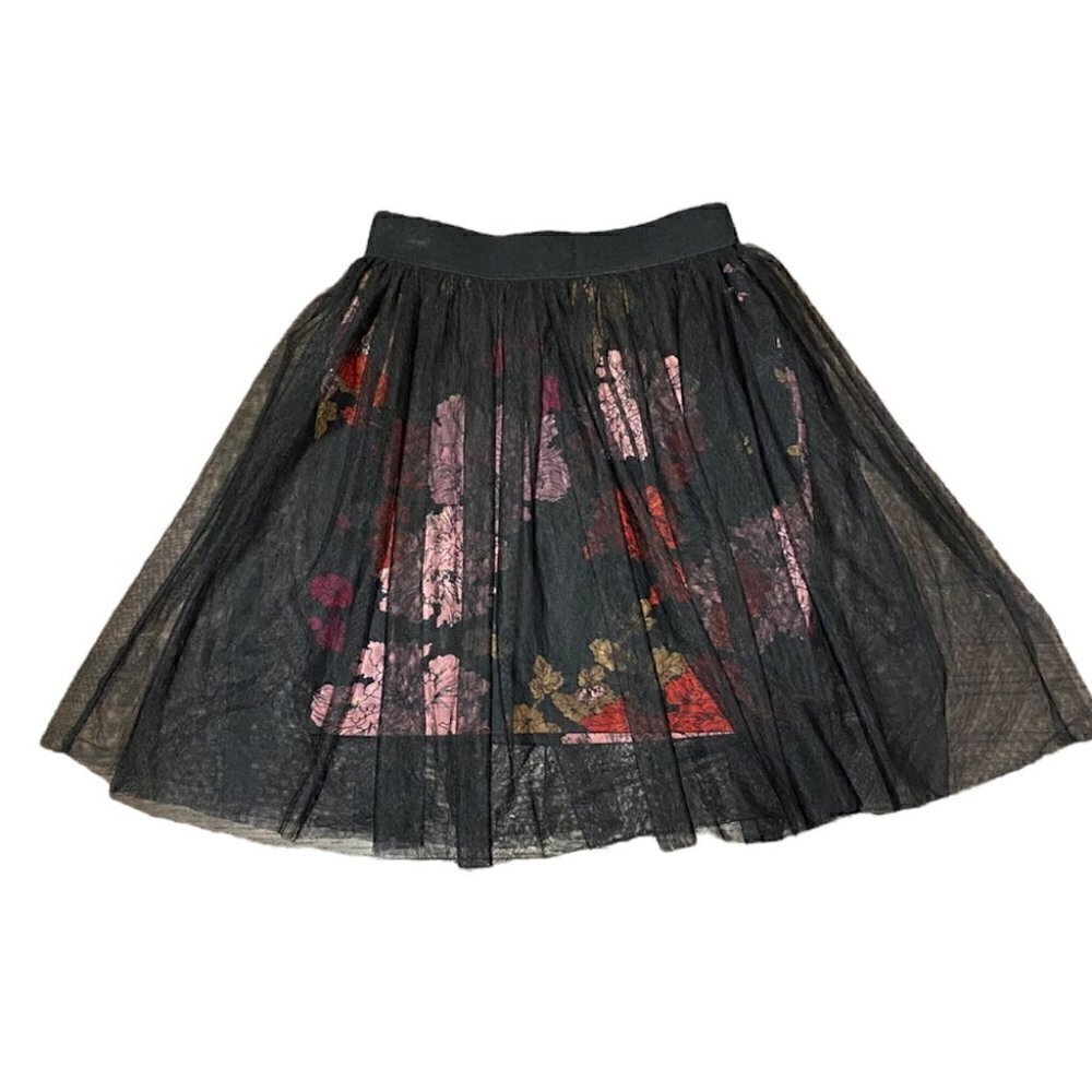 1.STATE Mesh Skirt with Stretchy Floral Print Lining Size Small